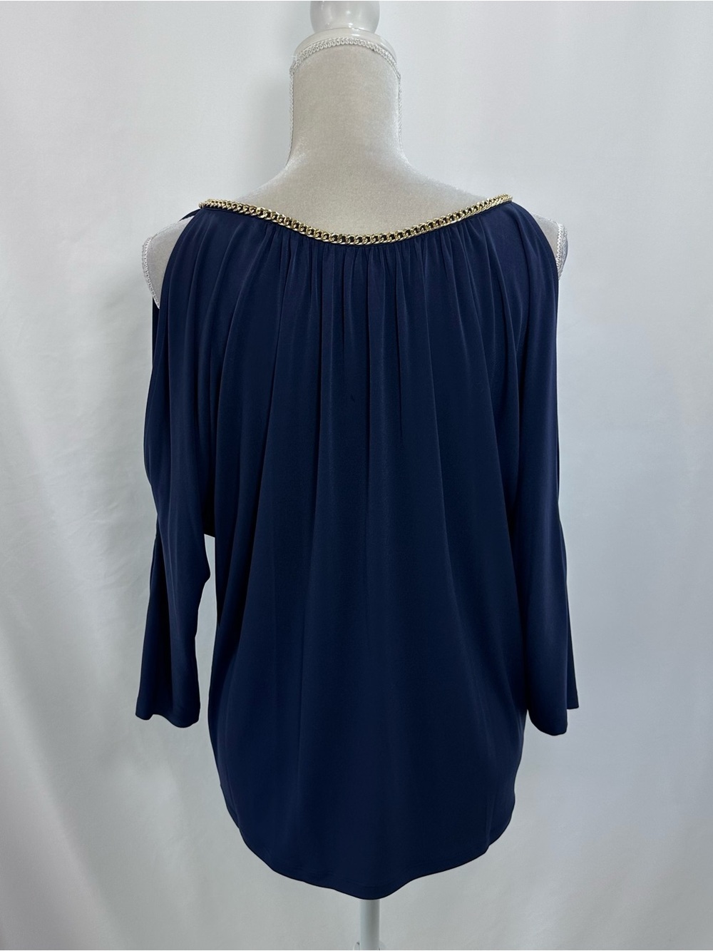 Michael Kors Navy Top with Gold Label Detail - Picture 3 of 9
